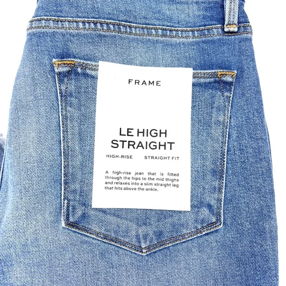 🚫SOLD! NWT🤩 |•FRAME DENIM•| Le High Straight High-Rise Raw Edge Slit Jeans - Picture 8 of 16